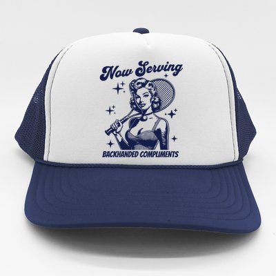 Serving Backhanded Compliments Retro Graphic Trucker Hat