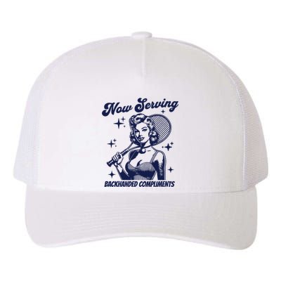 Serving Backhanded Compliments Retro Graphic Yupoong Adult 5-Panel Trucker Hat