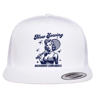 Serving Backhanded Compliments Retro Graphic Flat Bill Trucker Hat