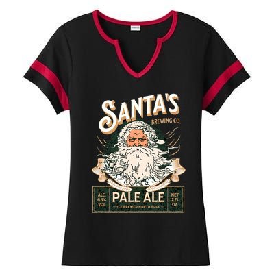 SantaS Brewing Company Pale Ale Fun Christmas Beer Drinking Ladies Halftime Notch Neck Tee