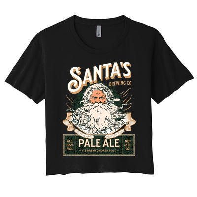 SantaS Brewing Company Pale Ale Fun Christmas Beer Drinking Women's Crop Top Tee