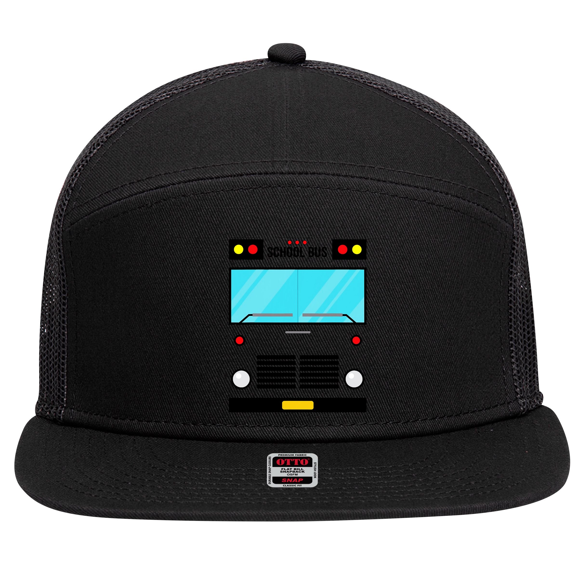 School Bus Costume Simple Halloween Costume 7 Panel Mesh Trucker Snapback Hat