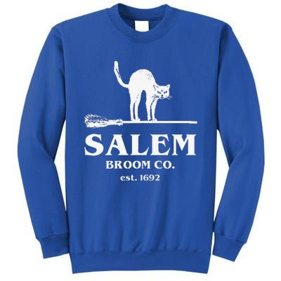 Salem Broom Co Company Halloween Black Cat Witch And Broom Sweatshirt