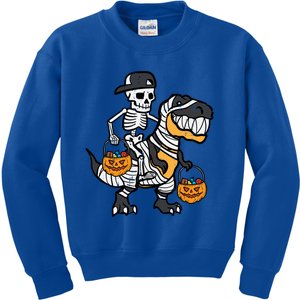 Skeleton Black Cap Dino Halloween Gift Kids Sweatshirt