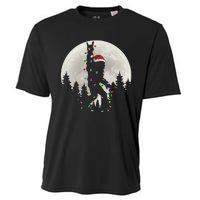 Santa Bigfoot Christmas Lights Funny Xmas Sasquatch Cooling Performance Crew T-Shirt