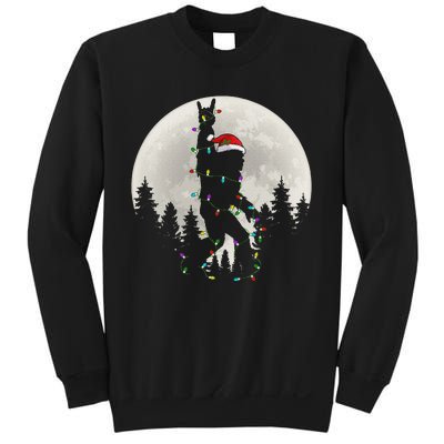 Santa Bigfoot Christmas Lights Funny Xmas Sasquatch Sweatshirt