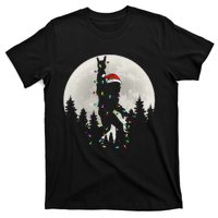 Santa Bigfoot Christmas Lights Funny Xmas Sasquatch T-Shirt