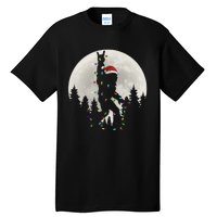 Santa Bigfoot Christmas Lights Funny Xmas Sasquatch Tall T-Shirt