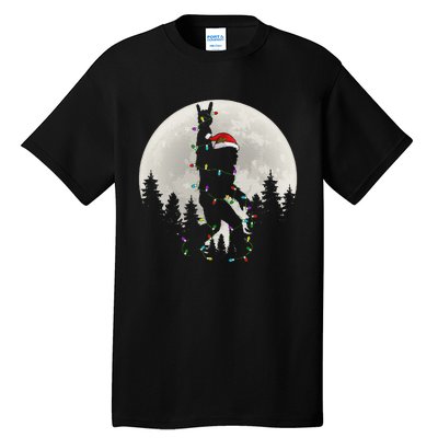 Santa Bigfoot Christmas Lights Funny Xmas Sasquatch Tall T-Shirt