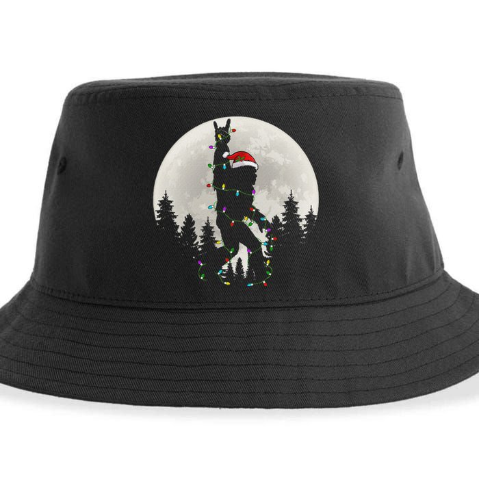 Santa Bigfoot Christmas Lights Funny Xmas Sasquatch Sustainable Bucket Hat