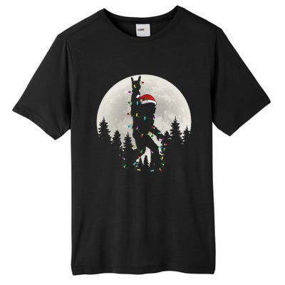 Santa Bigfoot Christmas Lights Funny Xmas Sasquatch Tall Fusion ChromaSoft Performance T-Shirt