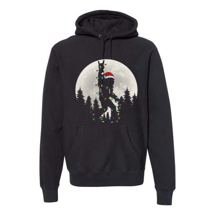 Santa Bigfoot Christmas Lights Funny Xmas Sasquatch Premium Hoodie