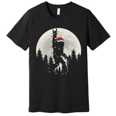 Santa Bigfoot Christmas Lights Funny Xmas Sasquatch Premium T-Shirt