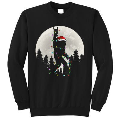 Santa Bigfoot Christmas Lights Funny Xmas Sasquatch Tall Sweatshirt