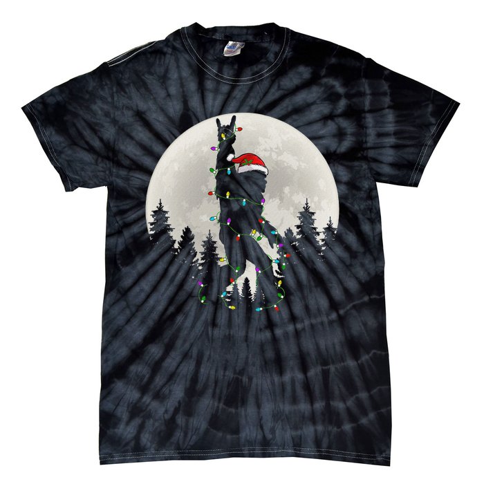 Santa Bigfoot Christmas Lights Funny Xmas Sasquatch Tie-Dye T-Shirt