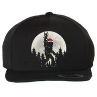 Santa Bigfoot Christmas Lights Funny Xmas Sasquatch Wool Snapback Cap