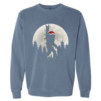 Santa Bigfoot Christmas Lights Funny Xmas Sasquatch Garment-Dyed Sweatshirt