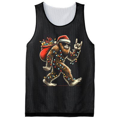 Santa Bigfoot Christmas Lights Funny Sasquatch Believe Mesh Reversible Basketball Jersey Tank