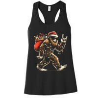 Santa Bigfoot Christmas Lights Funny Sasquatch Believe Women's Racerback Tank