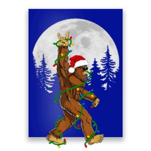 Santa Bigfoot Christmas Sasquatch Rock Roll Believe Pajamas  Poster