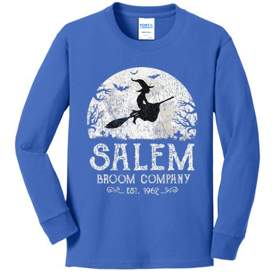 Salem Broom Company Grunge Halloween Funnys Witch Kids Long Sleeve Shirt