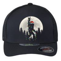 Santa Bigfoot Christmas Lights Funny Xmas Sasquatch Flexfit Unipanel Trucker Cap