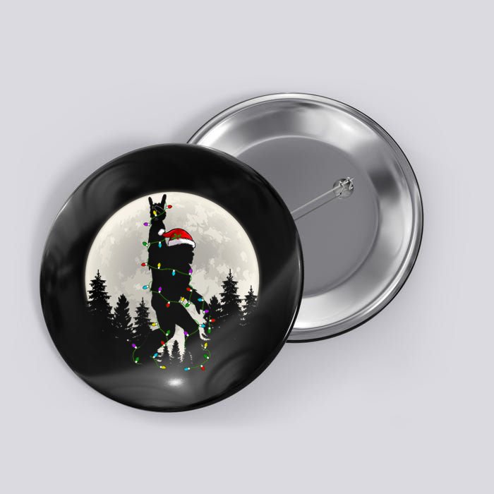 Santa Bigfoot Christmas Lights Funny Xmas Sasquatch Button