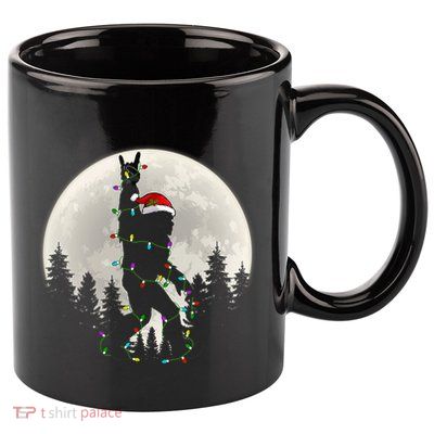 Santa Bigfoot Christmas Lights Funny Xmas Sasquatch 11oz C Handle Ceramic Mug