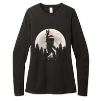 Santa Bigfoot Christmas Lights Funny Xmas Sasquatch Womens CVC Long Sleeve Shirt