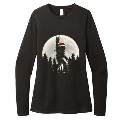 Santa Bigfoot Christmas Lights Funny Xmas Sasquatch Womens CVC Long Sleeve Shirt