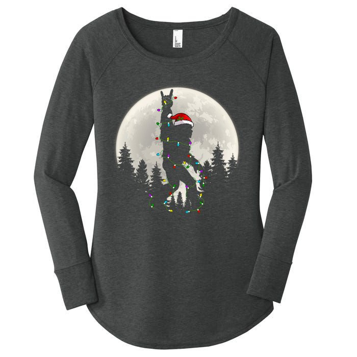 Santa Bigfoot Christmas Lights Funny Xmas Sasquatch Women's Perfect Tri Tunic Long Sleeve Shirt