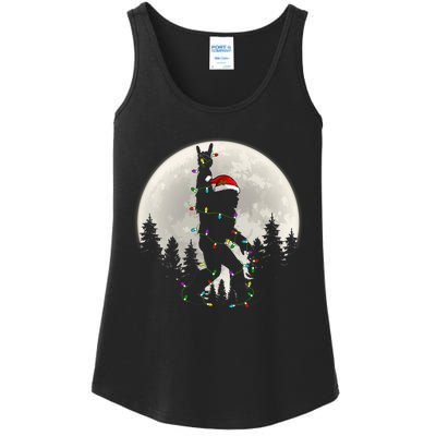 Santa Bigfoot Christmas Lights Funny Xmas Sasquatch Ladies Essential Tank