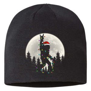 Santa Bigfoot Christmas Lights Funny Xmas Sasquatch Sustainable Beanie