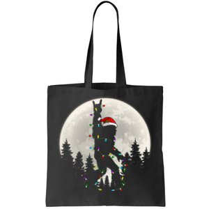 Santa Bigfoot Christmas Lights Funny Xmas Sasquatch Tote Bag