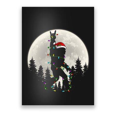 Santa Bigfoot Christmas Lights Funny Xmas Sasquatch Poster