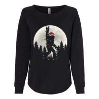 Santa Bigfoot Christmas Lights Funny Xmas Sasquatch Womens California Wash Sweatshirt