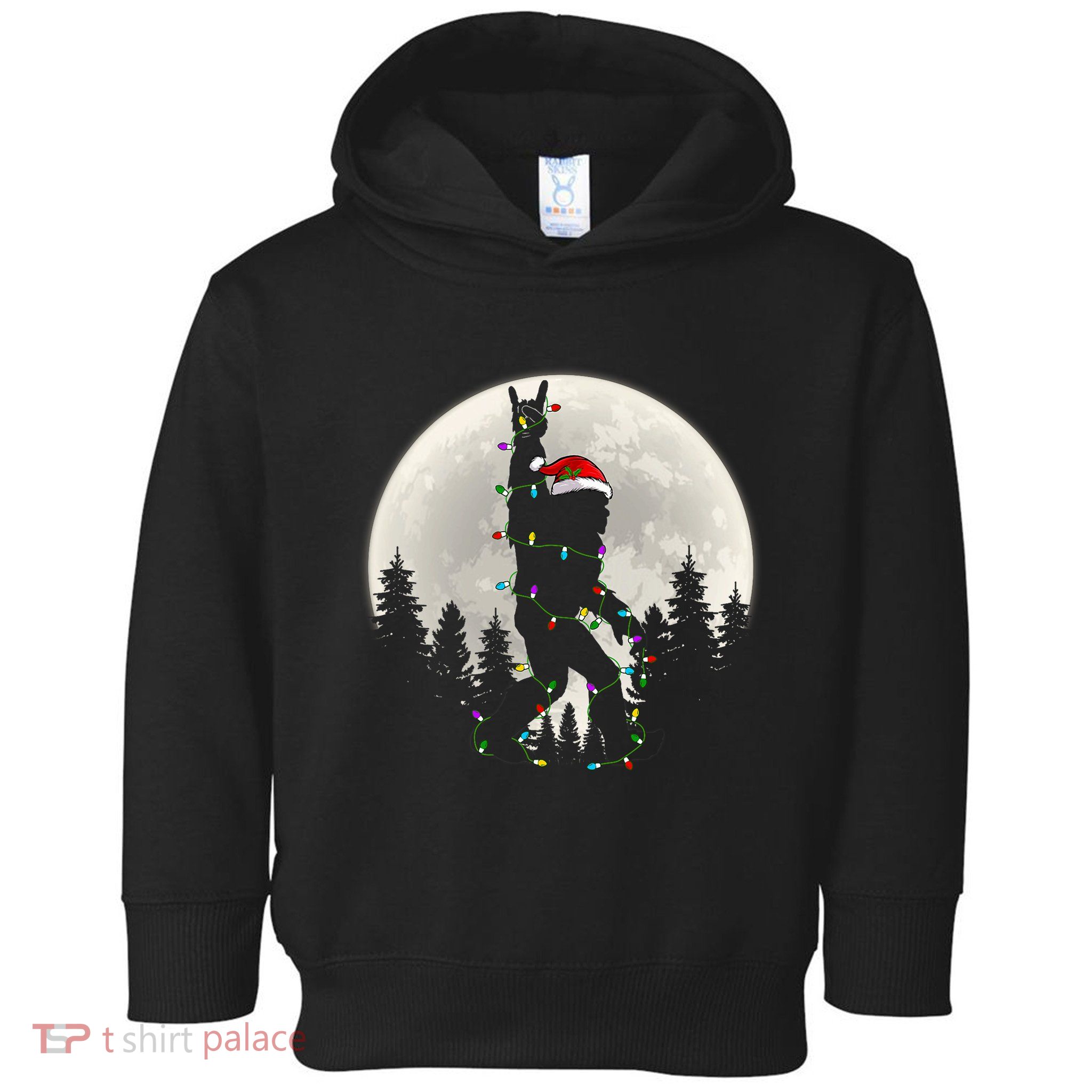 Santa Bigfoot Christmas Lights Funny Xmas Sasquatch Toddler Hoodie