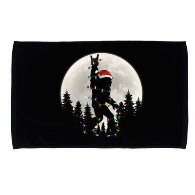 Santa Bigfoot Christmas Lights Funny Xmas Sasquatch Microfiber Hand Towel