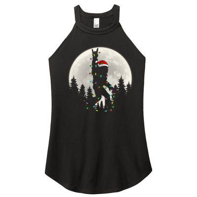 Santa Bigfoot Christmas Lights Funny Xmas Sasquatch Women's Perfect Tri Rocker Tank