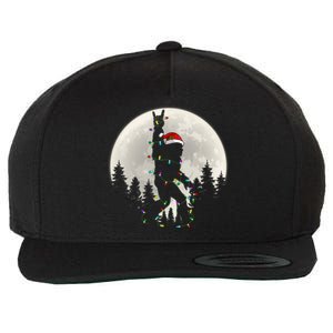 Santa Bigfoot Christmas Lights Funny Xmas Sasquatch Wool Snapback Cap