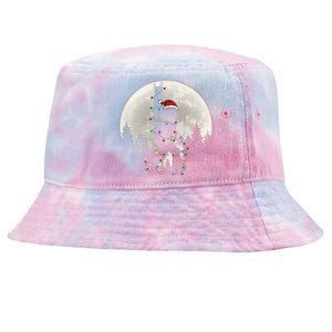 Santa Bigfoot Christmas Lights Funny Xmas Sasquatch Tie-Dyed Bucket Hat