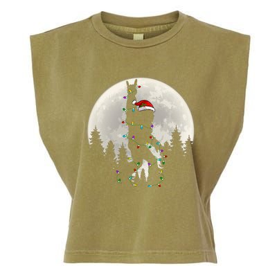 Santa Bigfoot Christmas Lights Funny Xmas Sasquatch Garment-Dyed Women's Muscle Tee