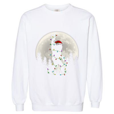 Santa Bigfoot Christmas Lights Funny Xmas Sasquatch Garment-Dyed Sweatshirt