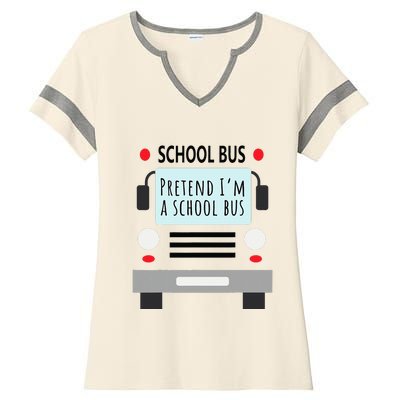 School Bus Costume Adult Funny Halloween Ladies Halftime Notch Neck Tee