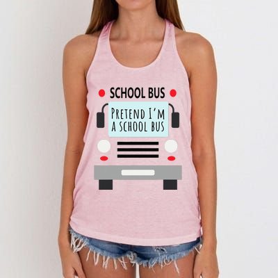 School Bus Costume Adult Funny Halloween Women's Knotted Racerback Tank