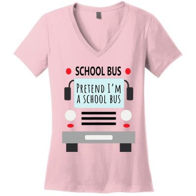 School Bus Costume Adult Funny Halloween Women's V-Neck T-Shirt