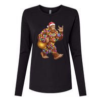 Santa Bigfoot Christmas Lights Rock Funny Sasquatch Believe Womens Cotton Relaxed Long Sleeve T-Shirt