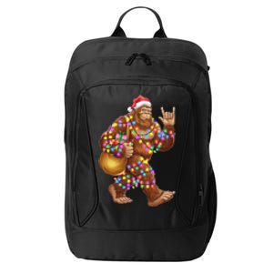 Santa Bigfoot Christmas Lights Rock Funny Sasquatch Believe City Backpack