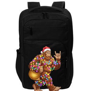 Santa Bigfoot Christmas Lights Rock Funny Sasquatch Believe Impact Tech Backpack