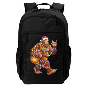 Santa Bigfoot Christmas Lights Rock Funny Sasquatch Believe Daily Commute Backpack